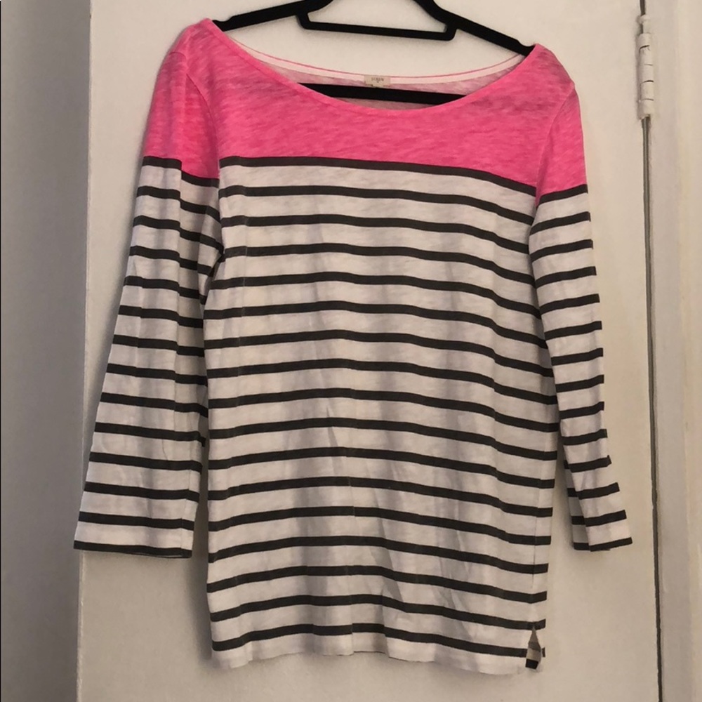 Pink white and grey striped shirt